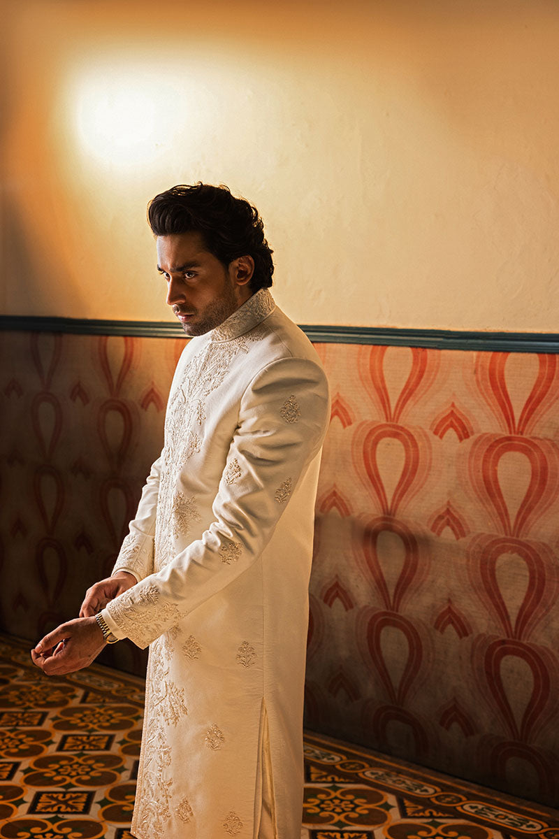 FLORAL WHITE SHERWANI