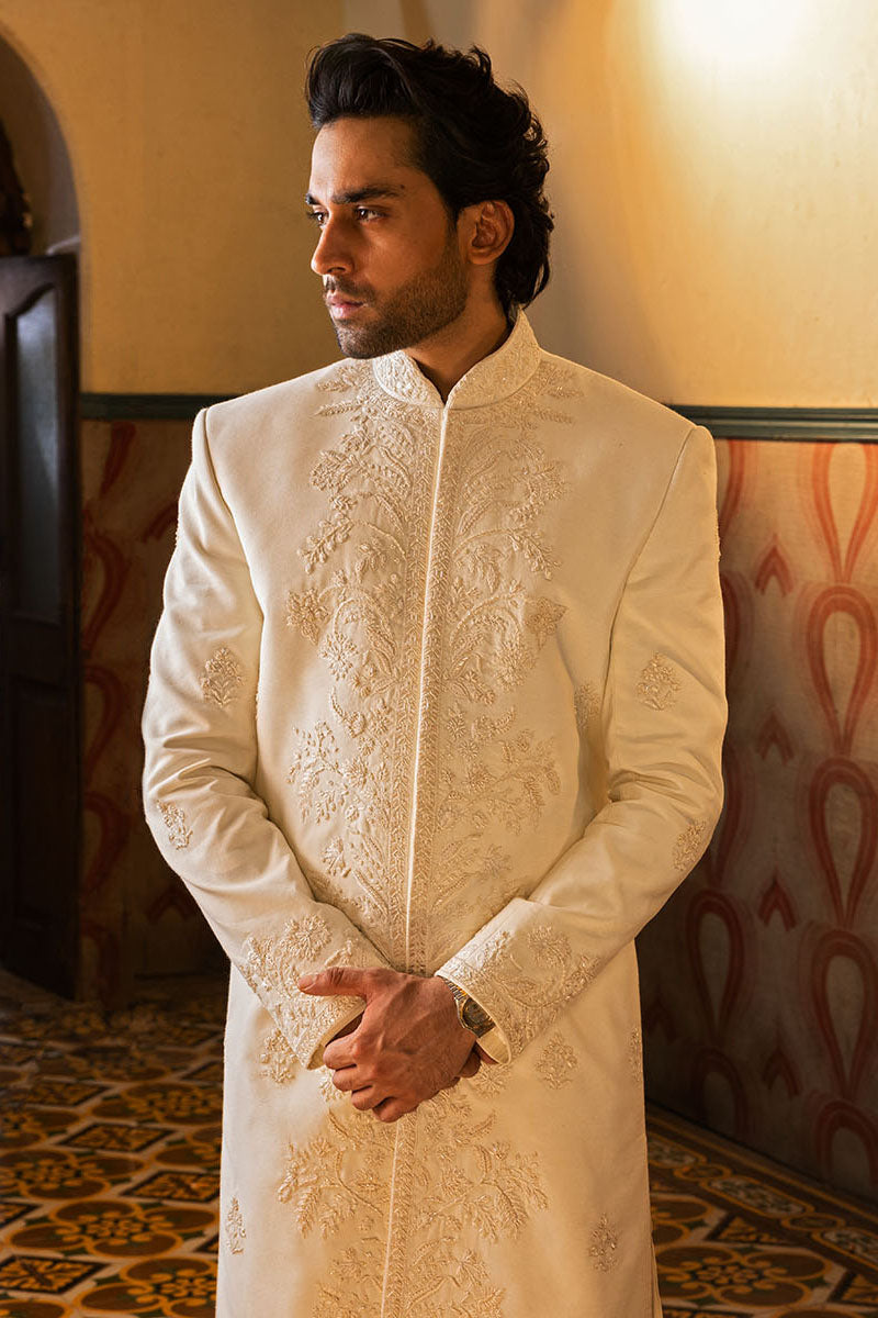 FLORAL WHITE SHERWANI