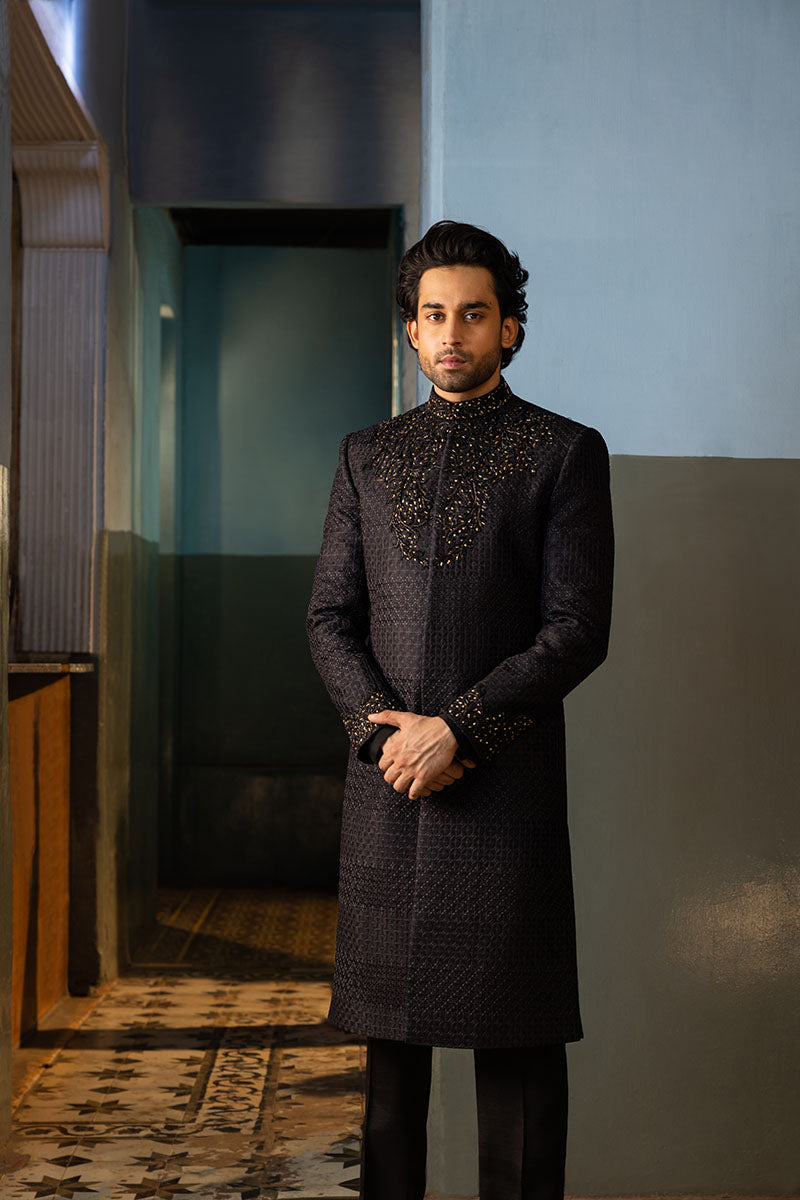 BLACK SHERWANI