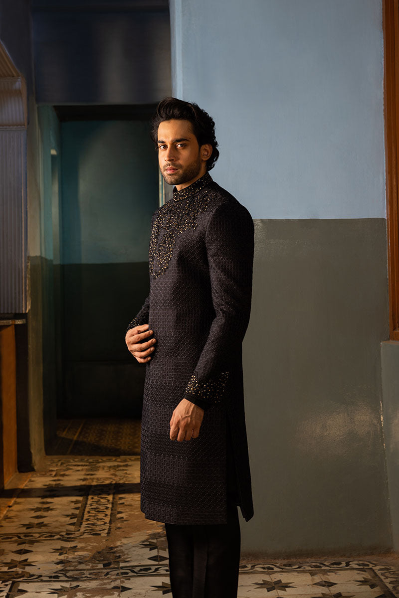 BLACK SHERWANI