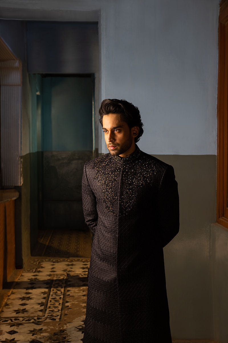 BLACK SHERWANI
