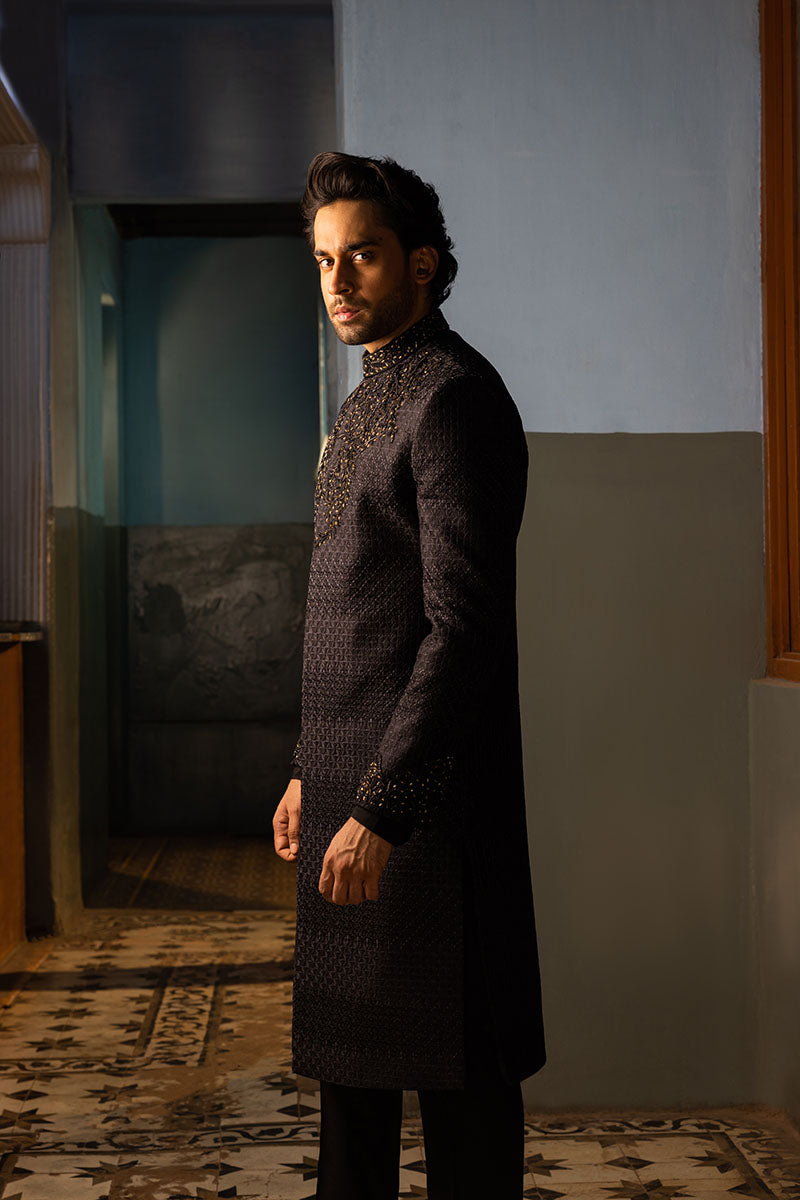 BLACK SHERWANI