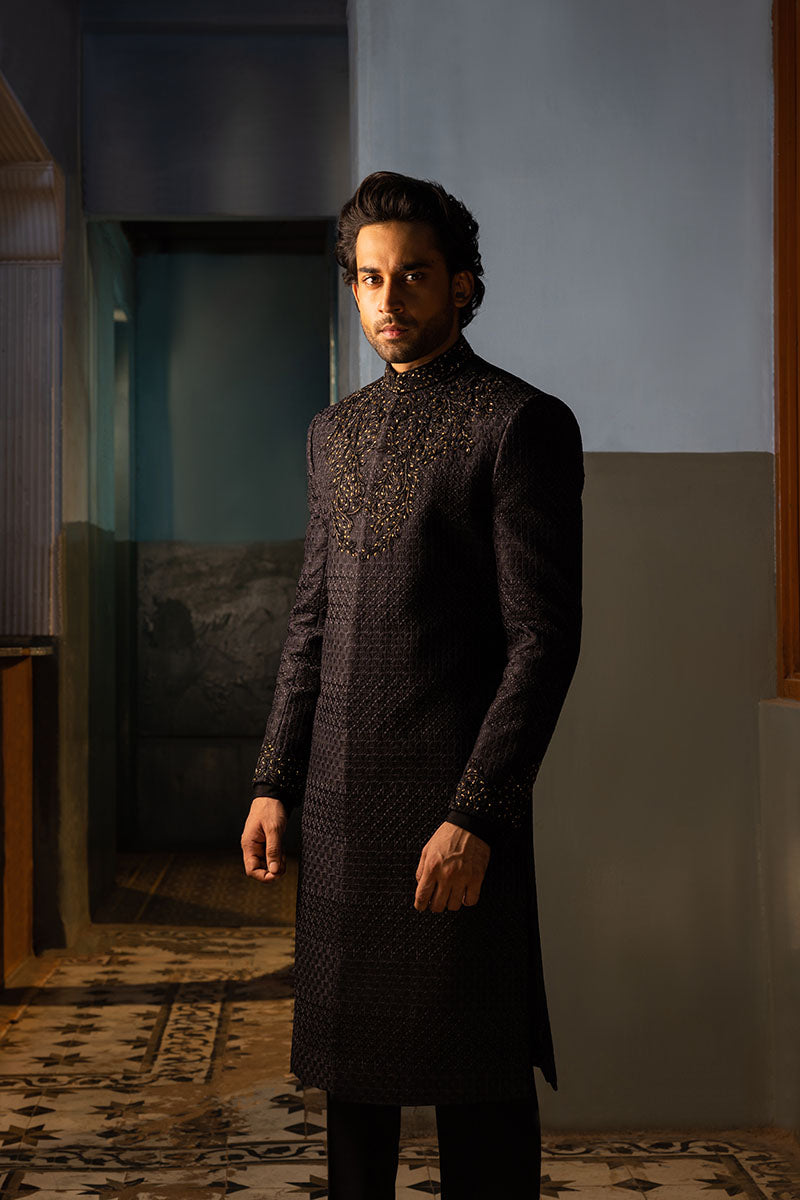 BLACK SHERWANI