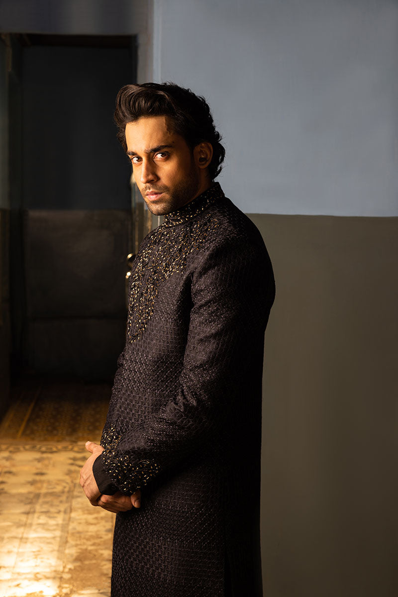 BLACK SHERWANI