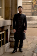 black embroidered sherwani for groom