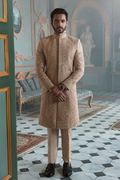 BEIGE EMBROIDERED SHERWANI