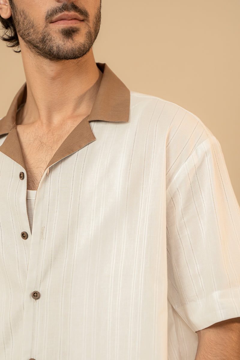 WHITE STRIPED LINEN SHIRT