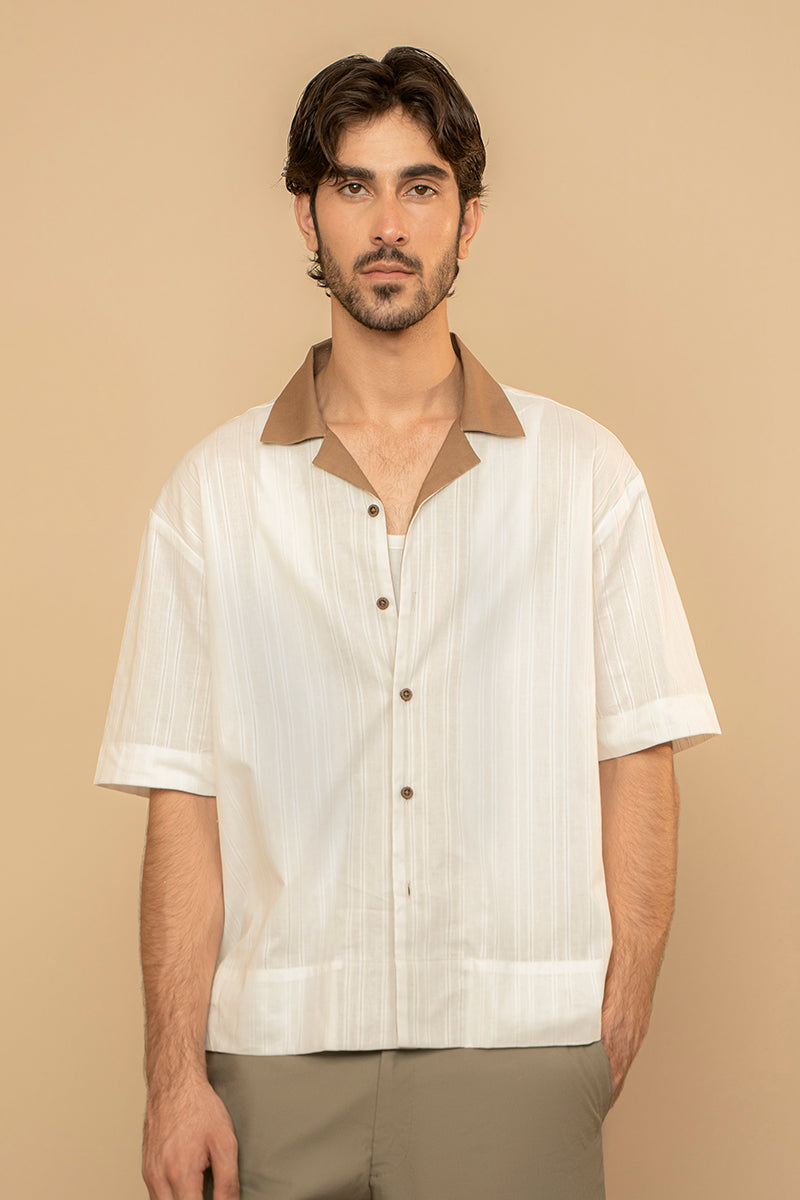 WHITE STRIPED LINEN SHIRT
