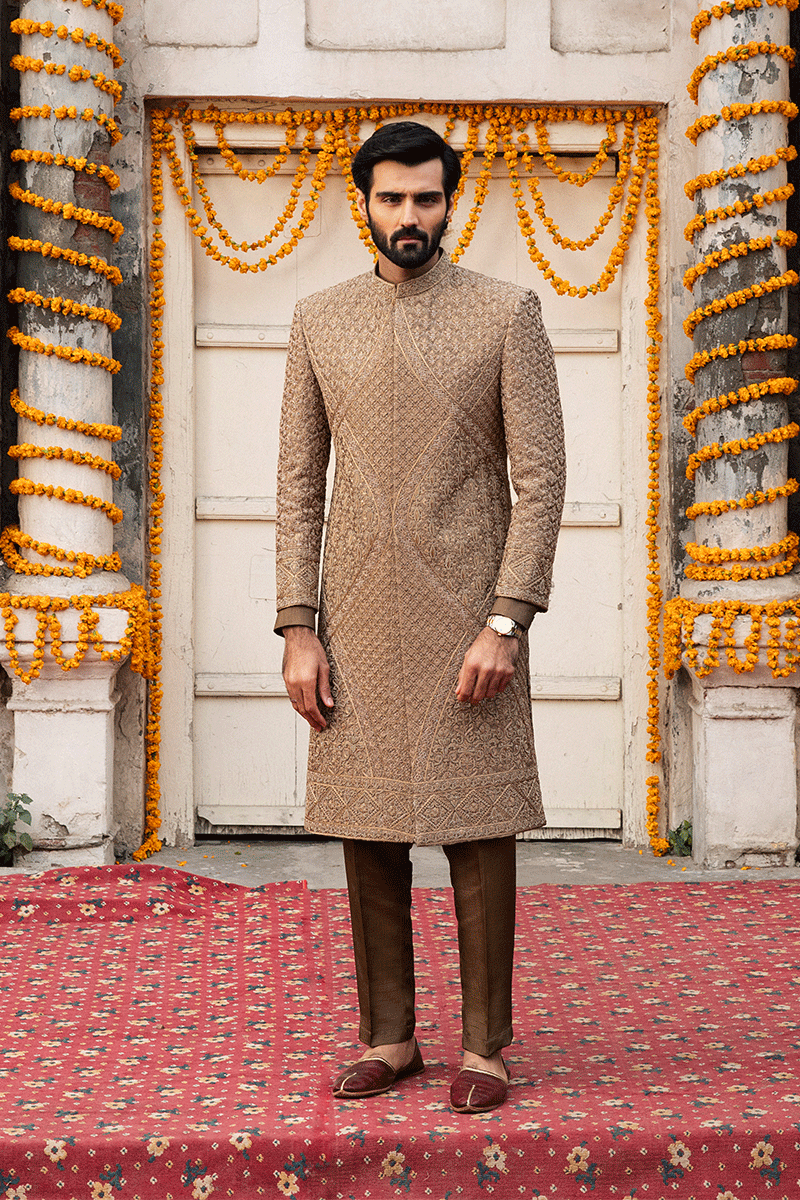 RUSSET BROWN SHERWANI