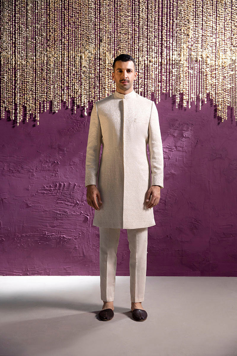 EMBROIDERED OFF WHITE SHERWANI