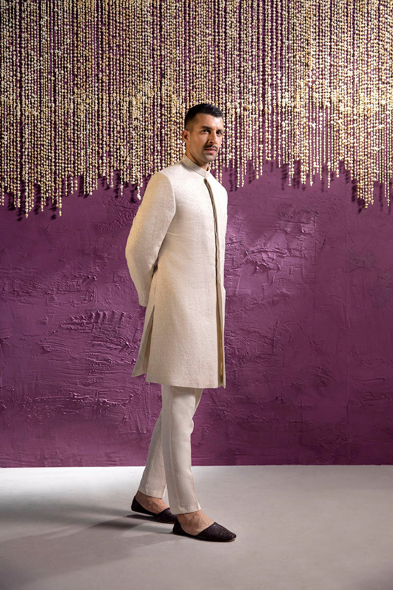 EMBROIDERED OFF WHITE SHERWANI