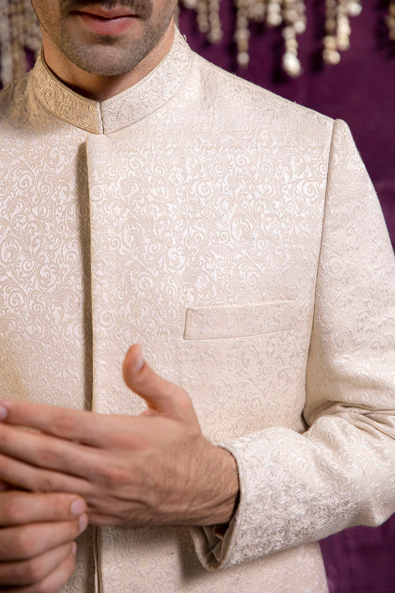 EMBROIDERED OFF WHITE SHERWANI