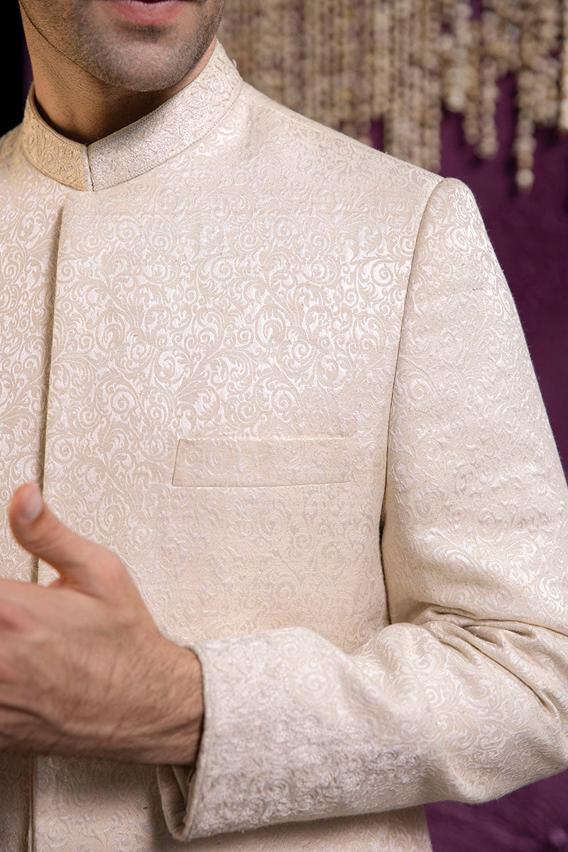 EMBROIDERED OFF WHITE SHERWANI
