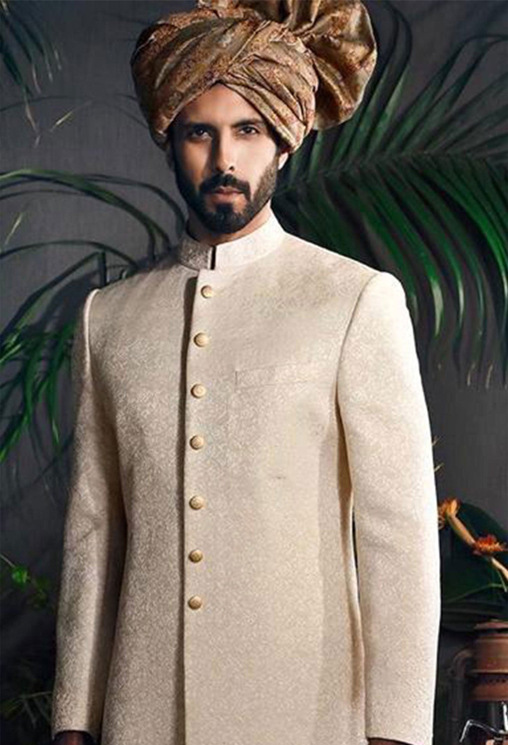 EMBROIDERED OFF WHITE SHERWANI