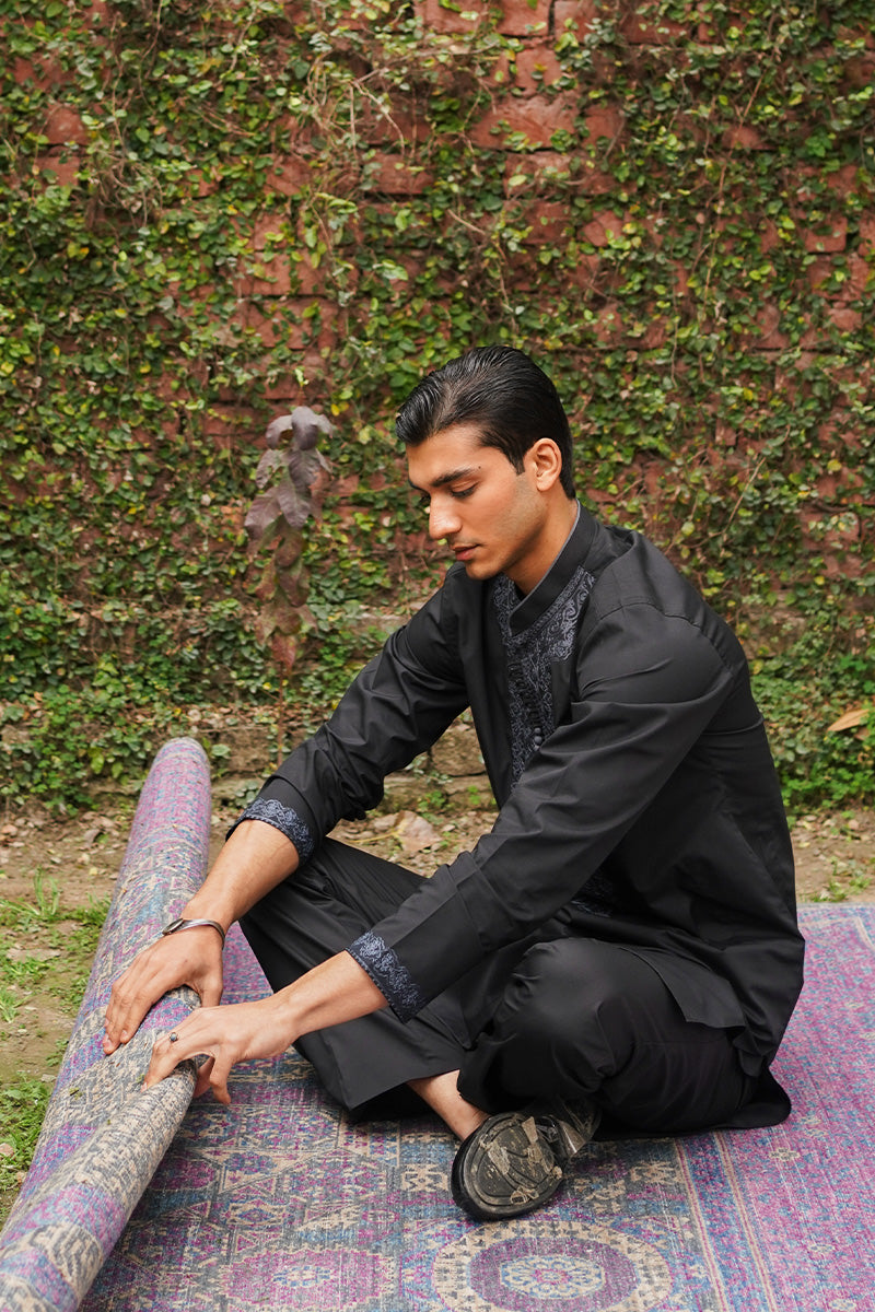 JET BLACK KURTA PAJAMA