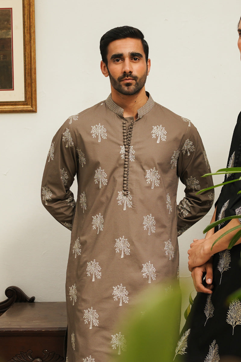 mens brown kurta design