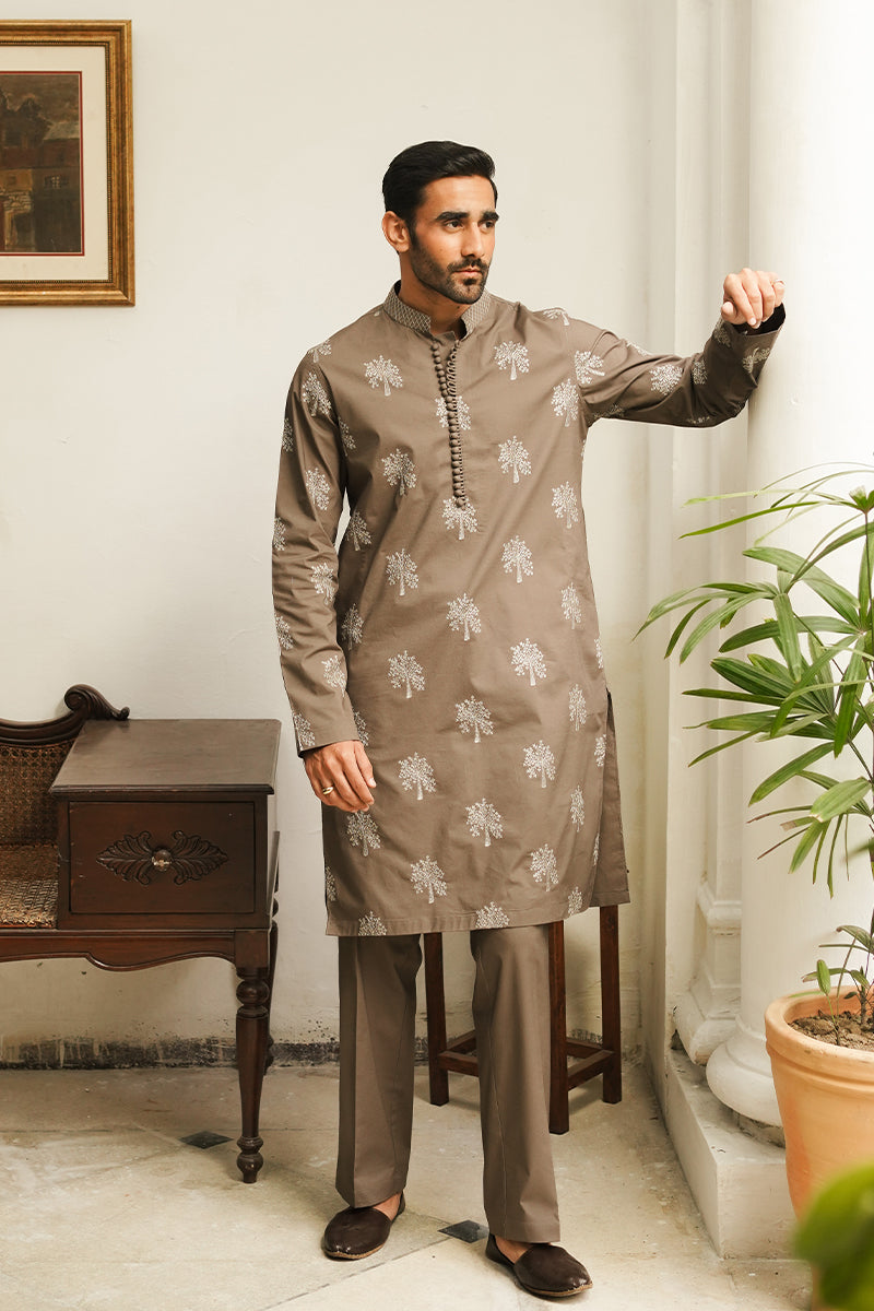 mens brown kurta design
