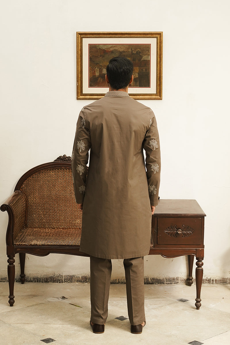 mens brown kurta design