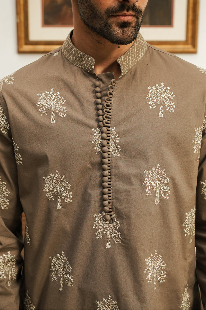 mens brown kurta design