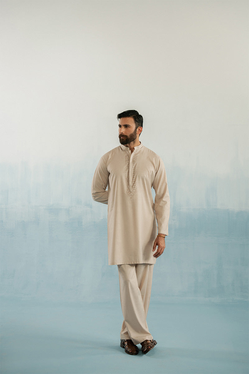 'Brown' Embroidered Kurta Pajama