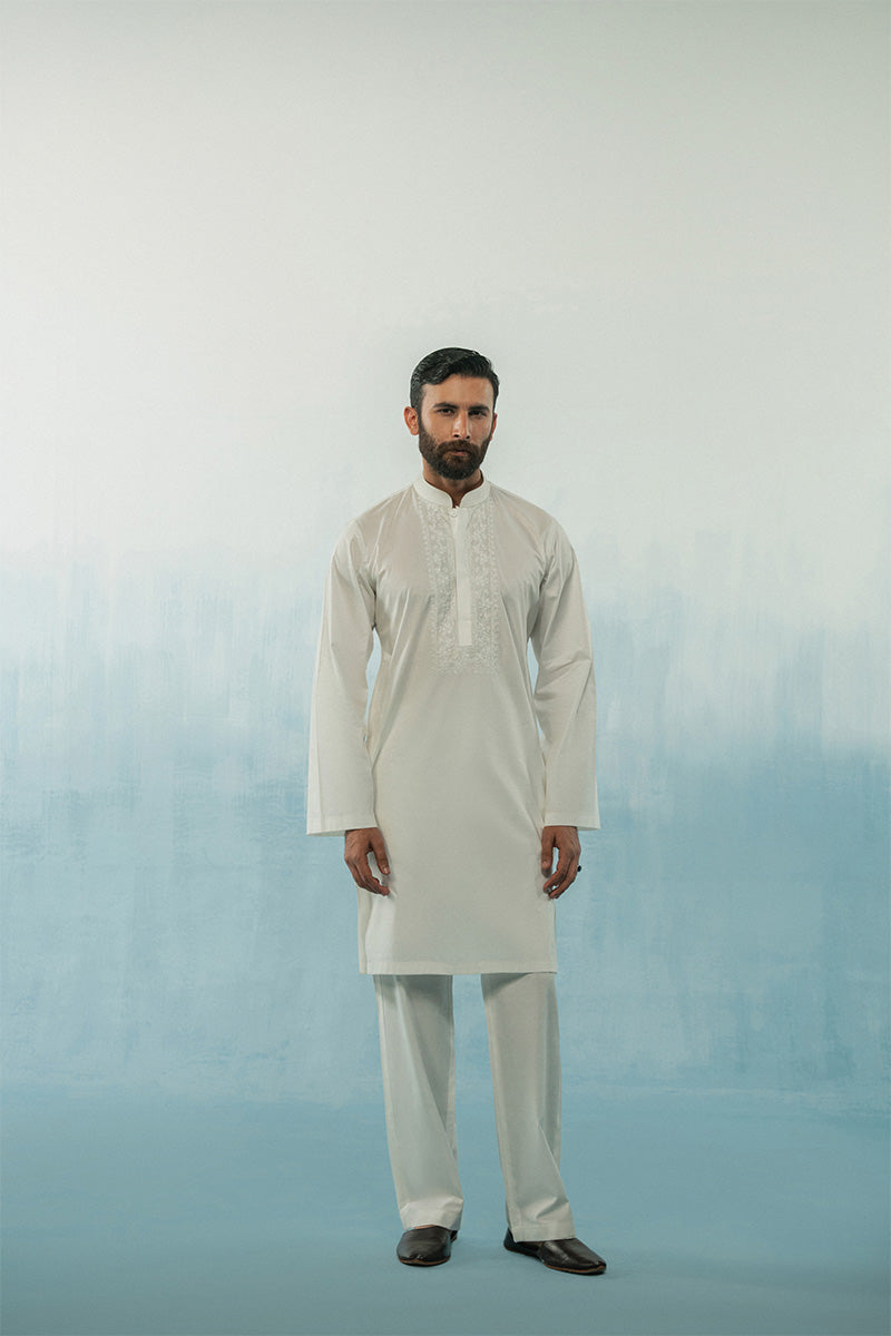 'White' Embroidered Kurta Pajama