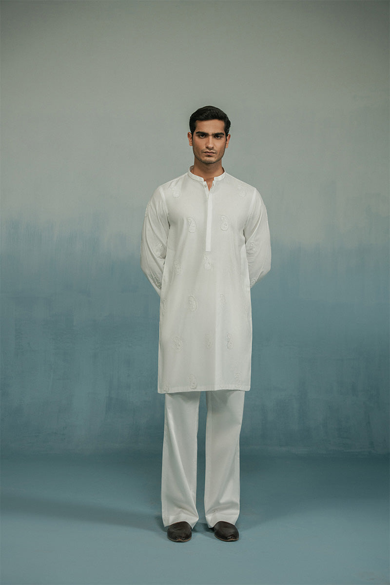 'White' Hand Embroidered Kurta Pajama
