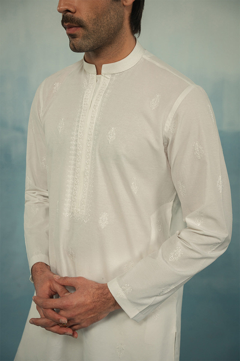 'White' Embroidered Kurta Pajama