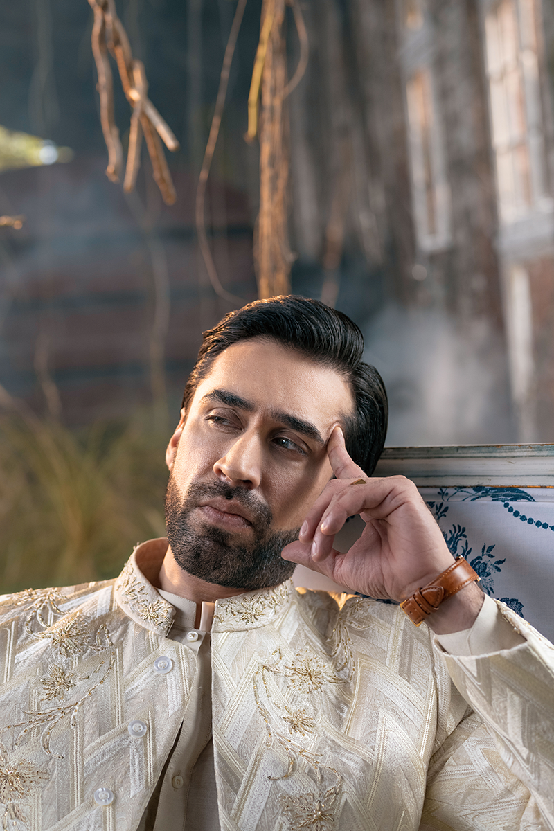 OFF WHITE CHEVRON SHERWANI