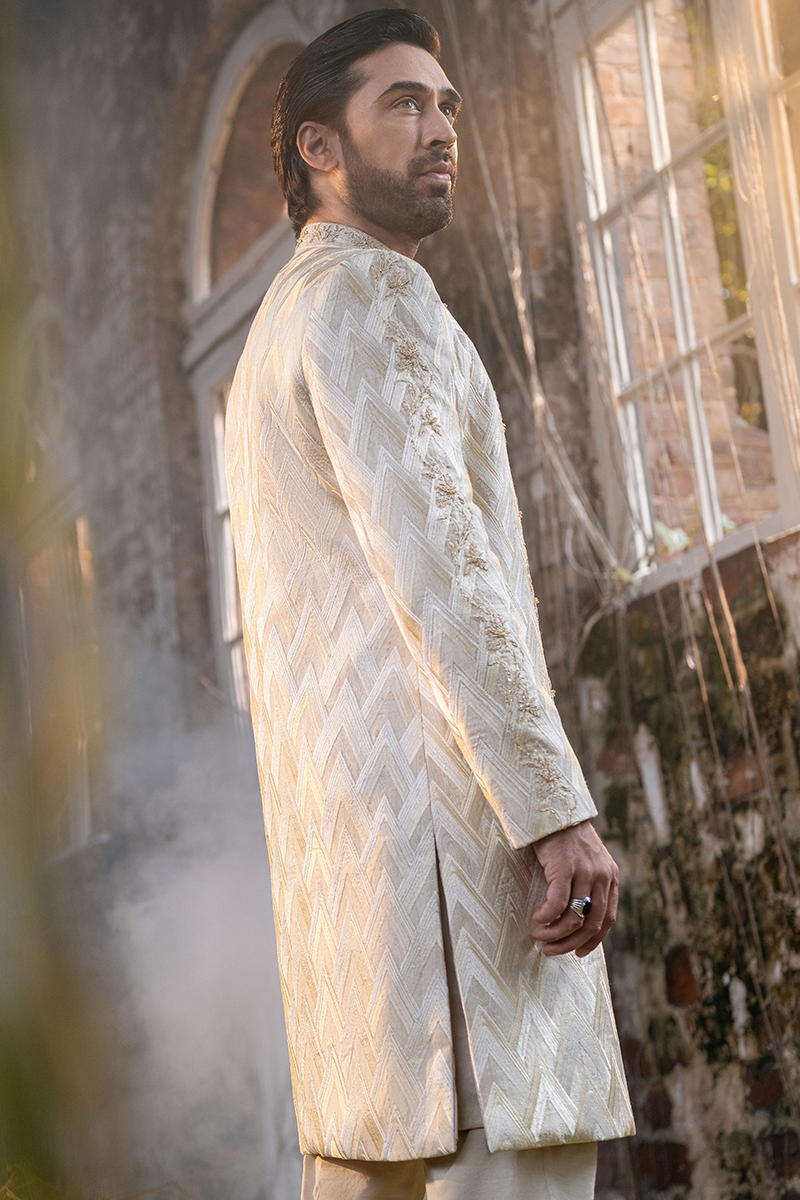 OFF WHITE CHEVRON SHERWANI