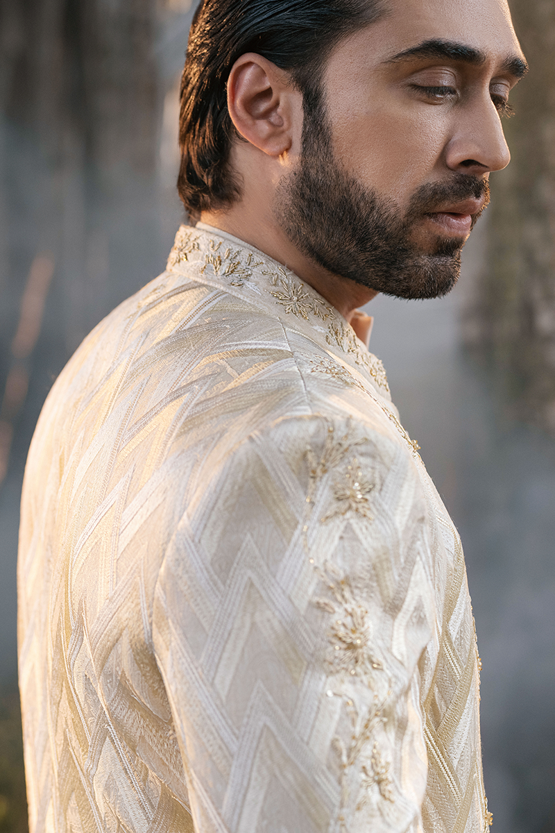 OFF WHITE CHEVRON SHERWANI