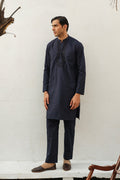 NAVY BLUE EMBROIDERED KURTA PAJAMA