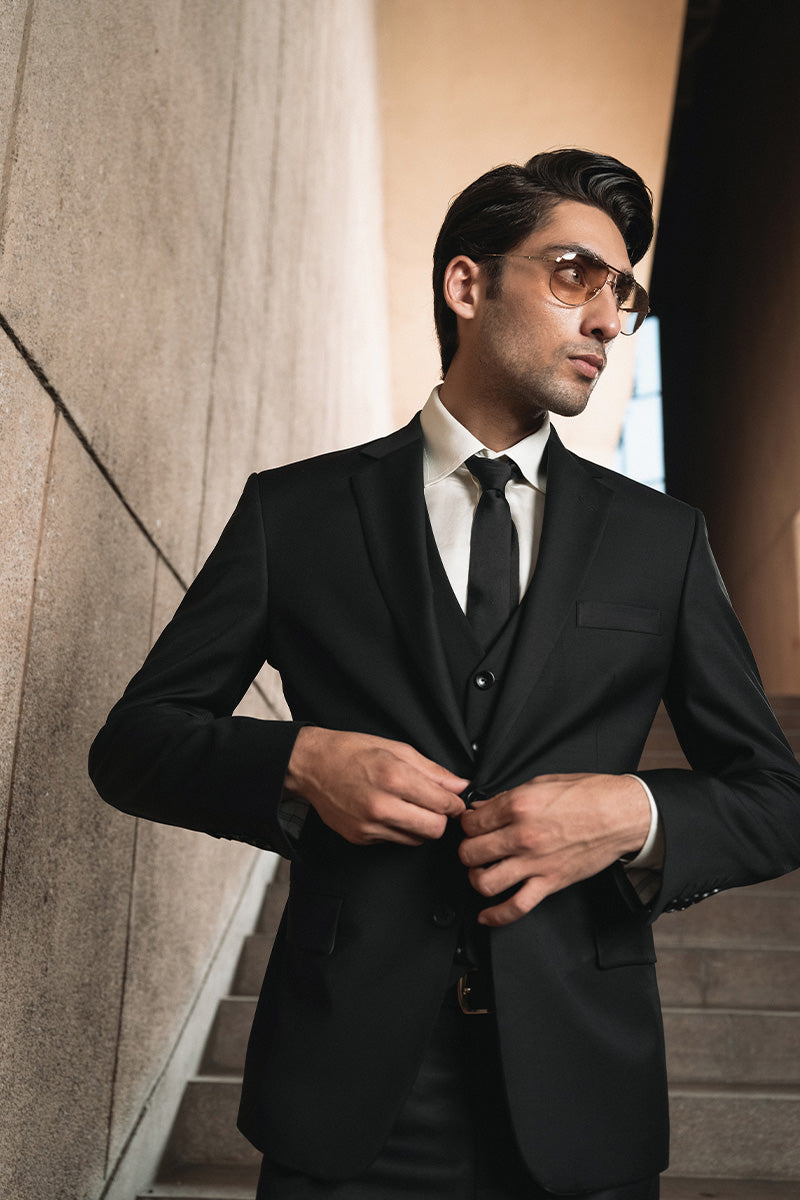 Onyx Black Three Piece Suit