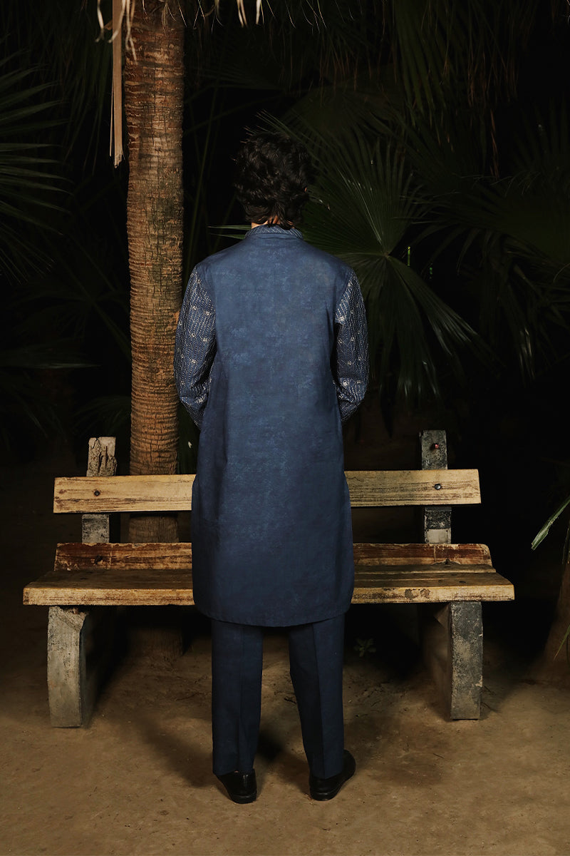 STEEL BLUE KURTA PAJAMA
