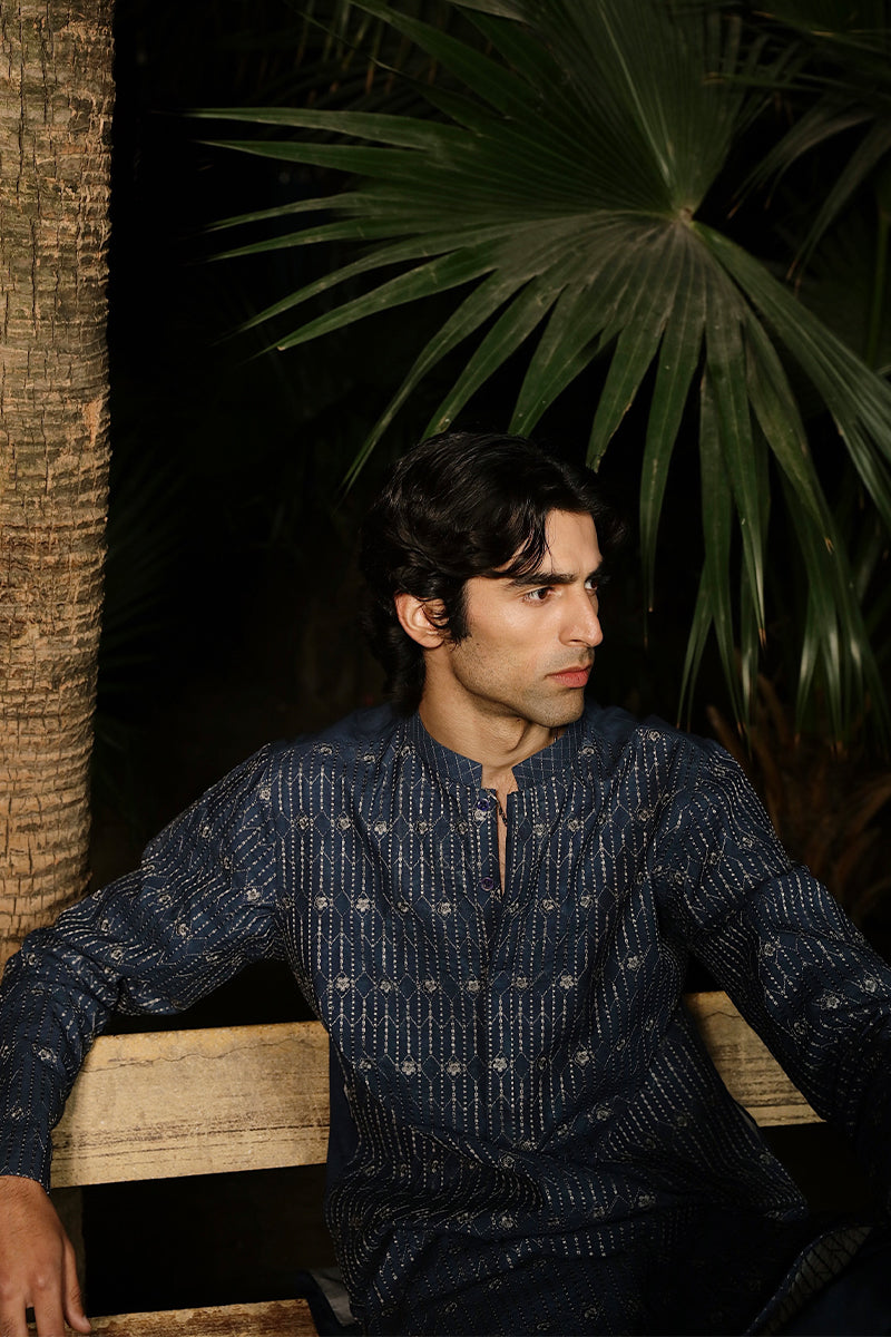STEEL BLUE KURTA PAJAMA