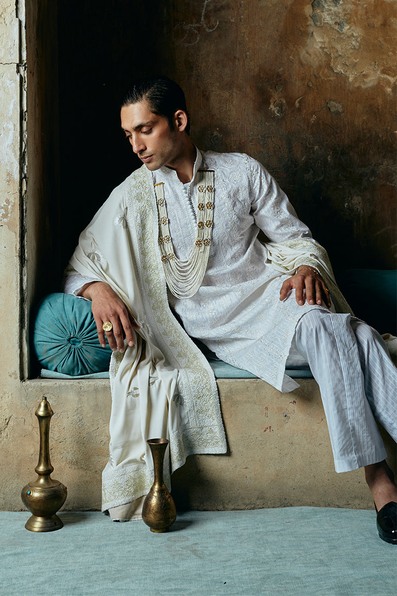Latest Stylish Luxury White Kurta Pajama Design for Men