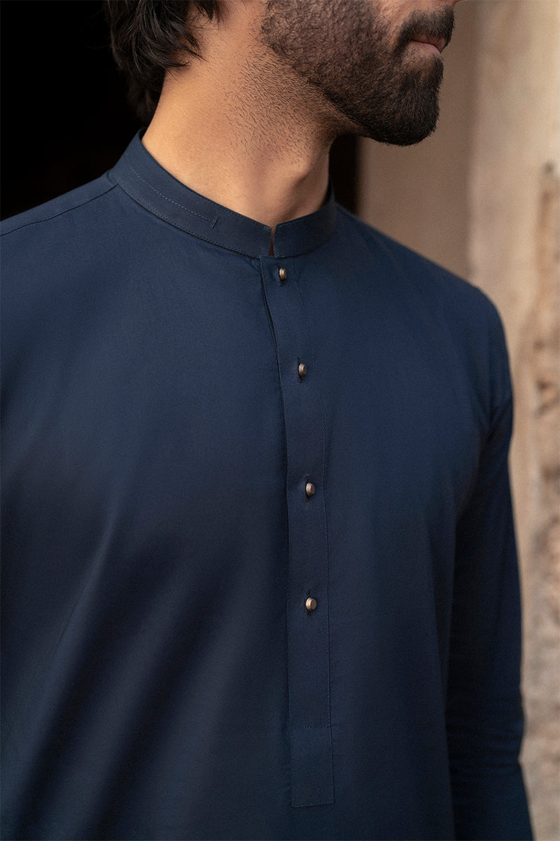 Navy Blue Egyptian Cotton Shalwar Kameez