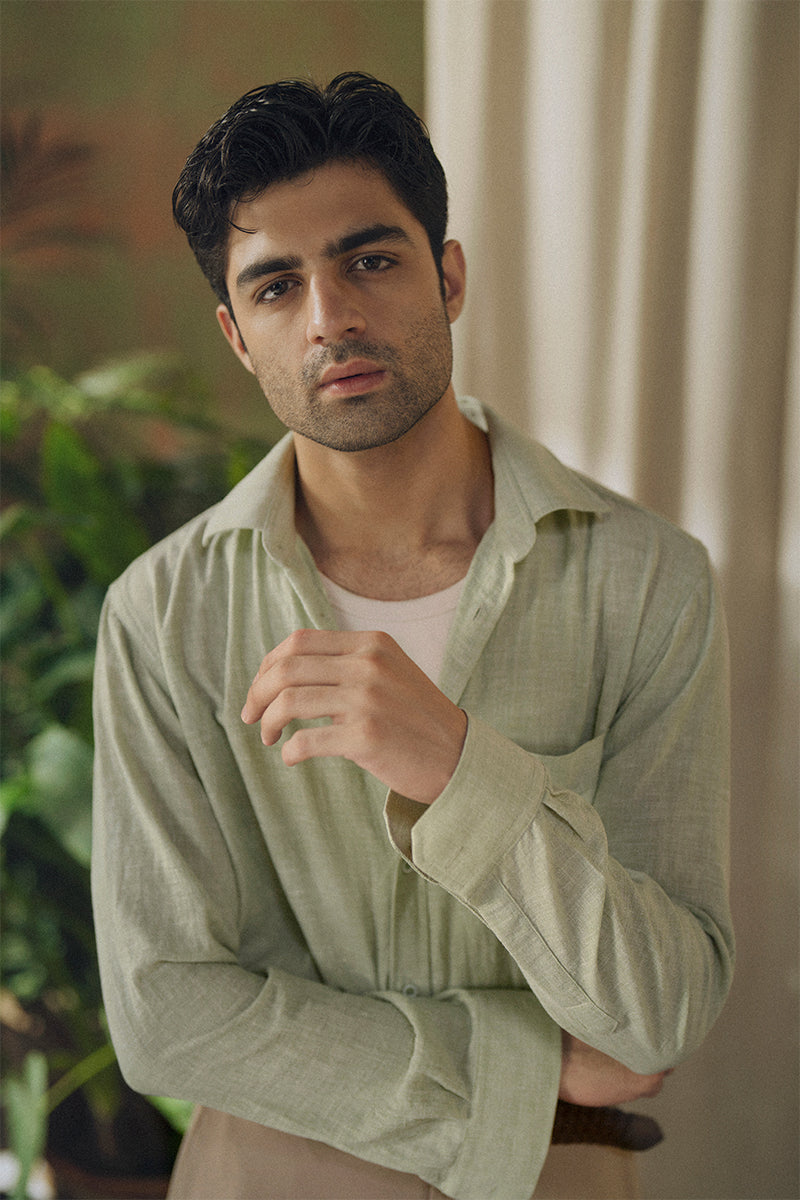 Mantis Green Linen Shirt