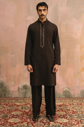 Dark Brown Embroidered Kurta Shalwar
