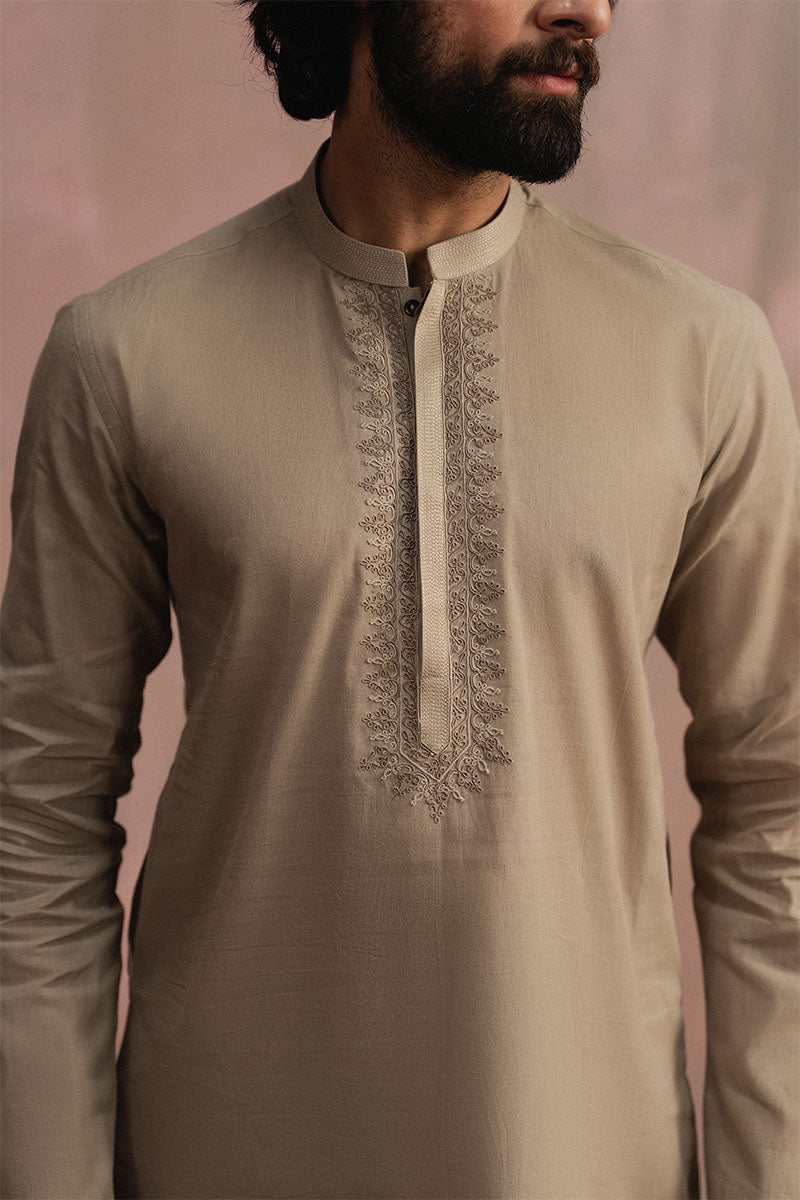 Brown Dori Embroidered Kurta Pajama