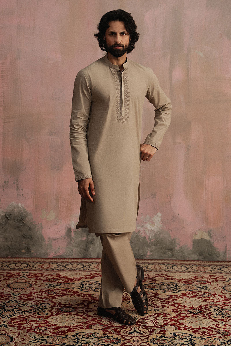 Brown Dori Embroidered Kurta Pajama