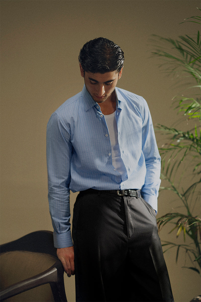 Powder Blue Striped Shirt