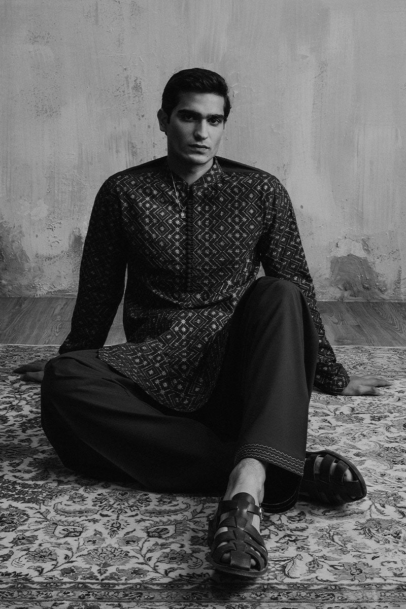 Olive Green Embroidered Kurta Shalwar