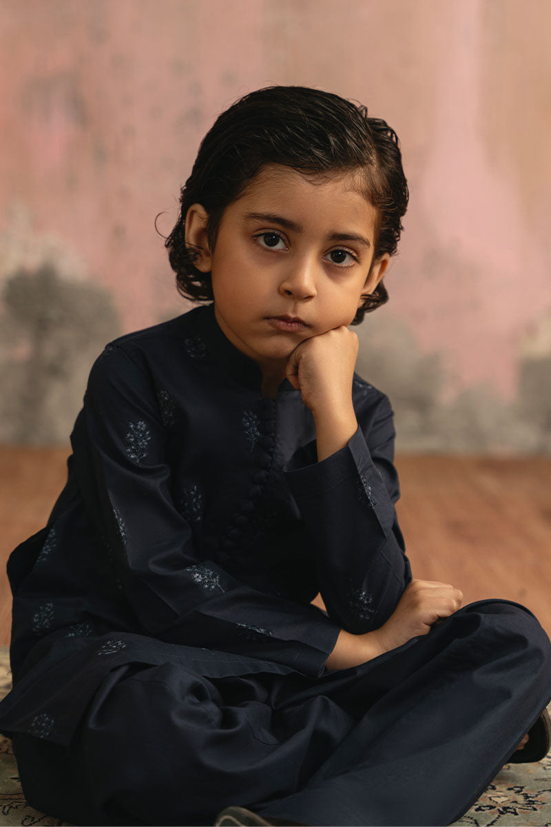 Navy Blue Embroidered Kurta Shalwar