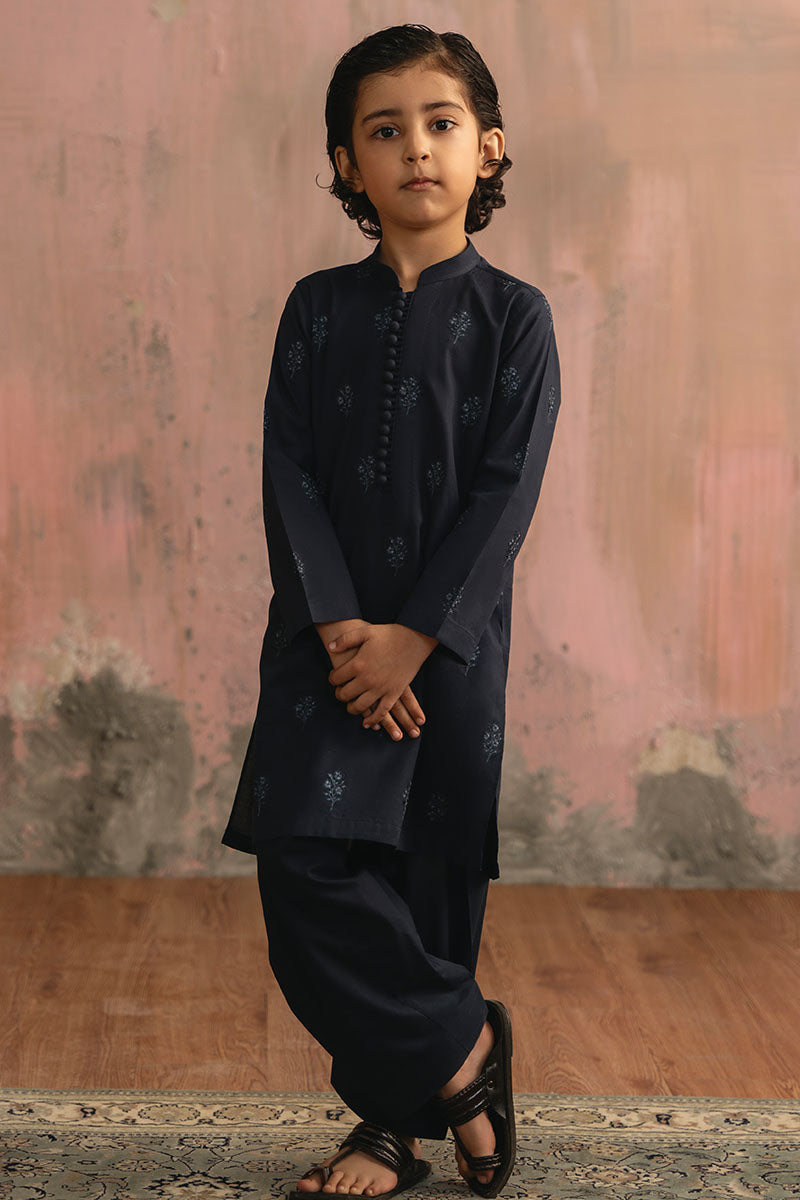 Navy Blue Embroidered Kurta Shalwar
