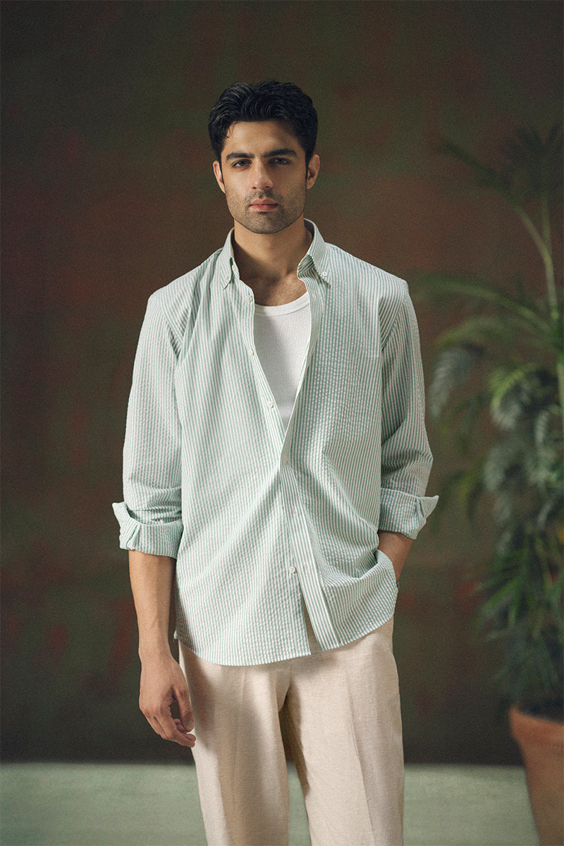 Sage Green Striped Shirt