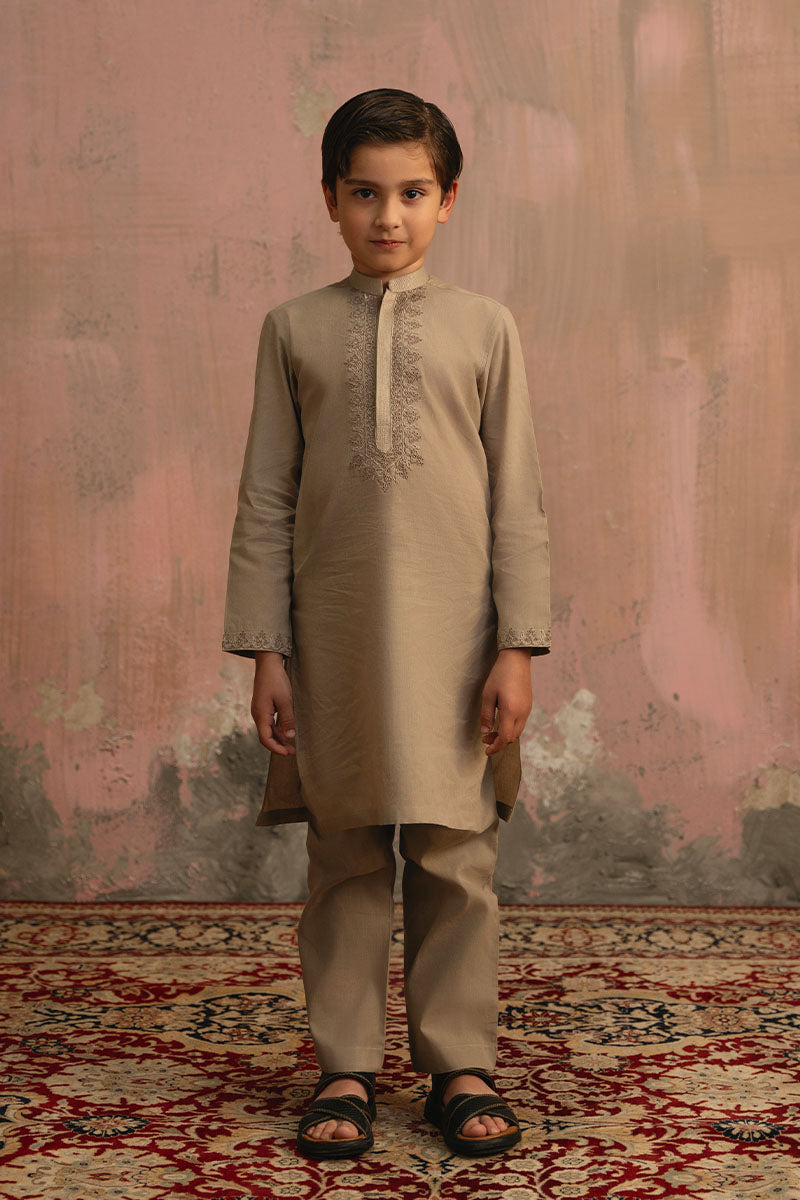 Brown Dori Embroidered Kurta Pajama