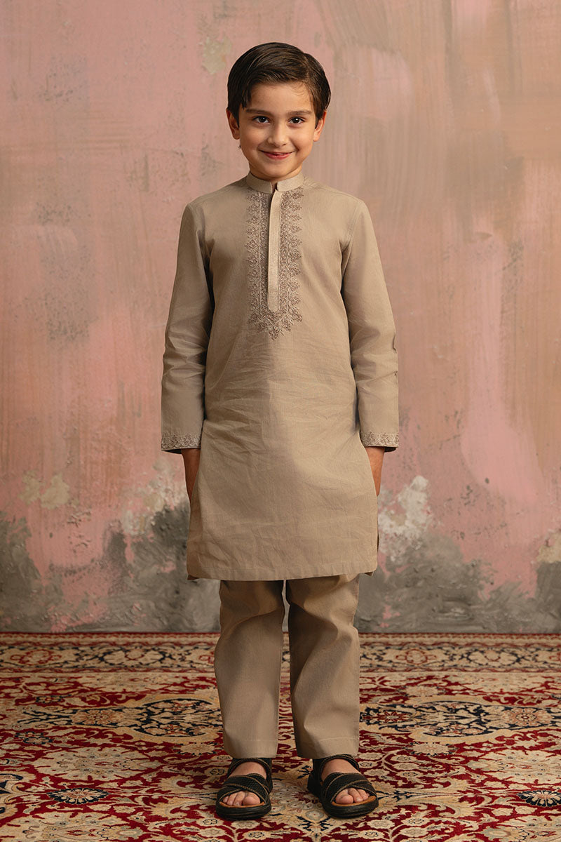 Brown Dori Embroidered Kurta Pajama