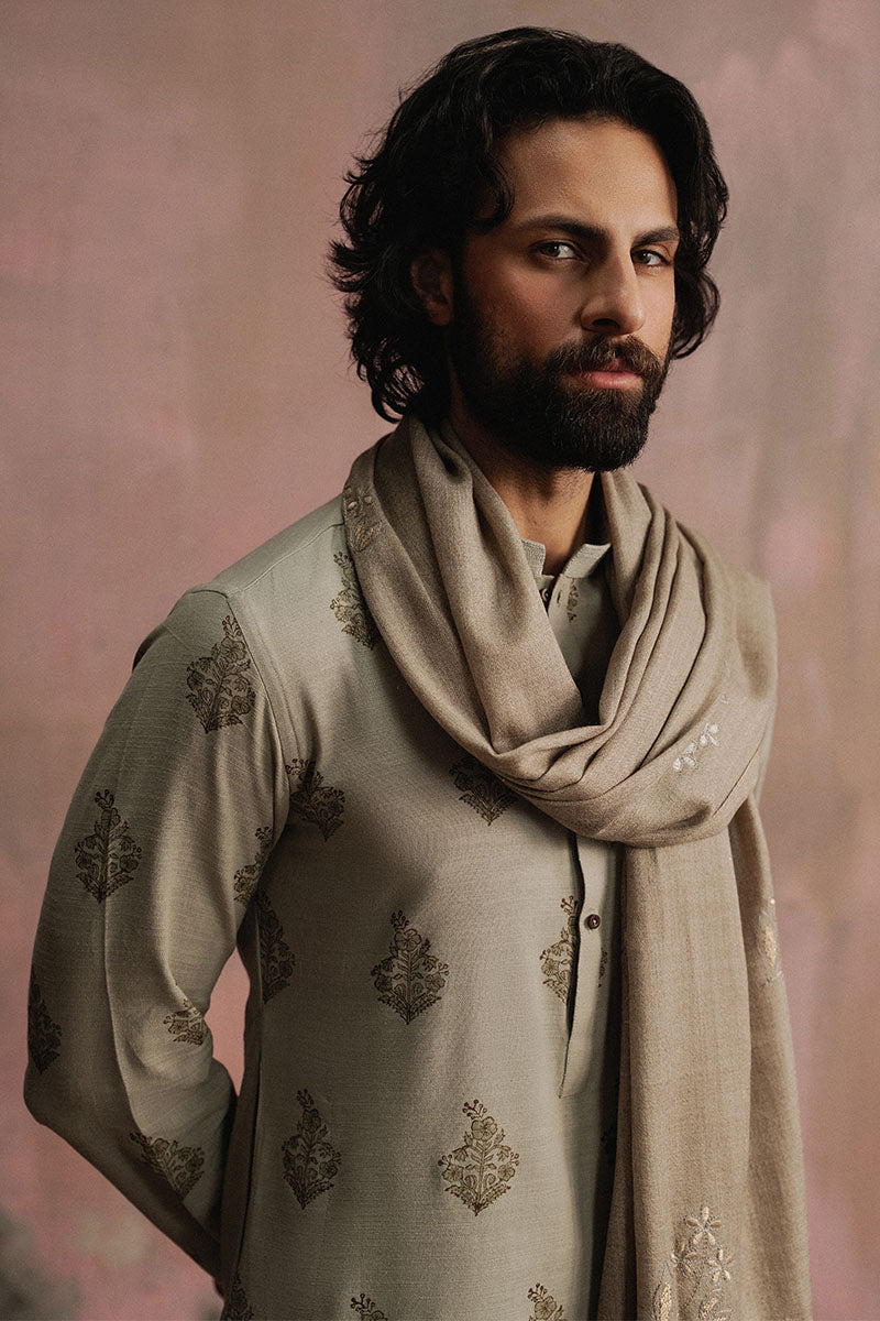 Grey Block Printed Kurta Pajama