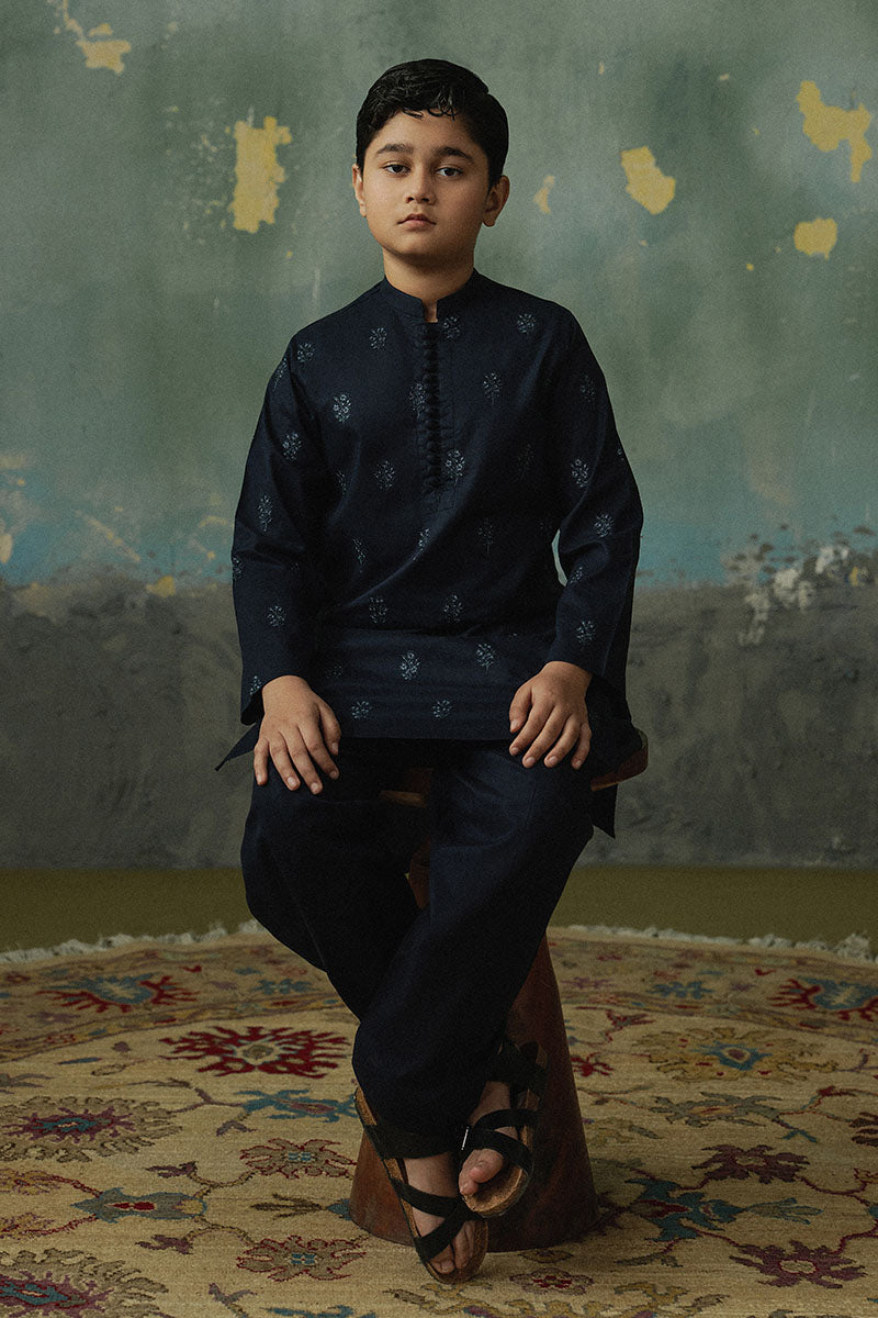 Navy Blue Embroidered Kurta Shalwar