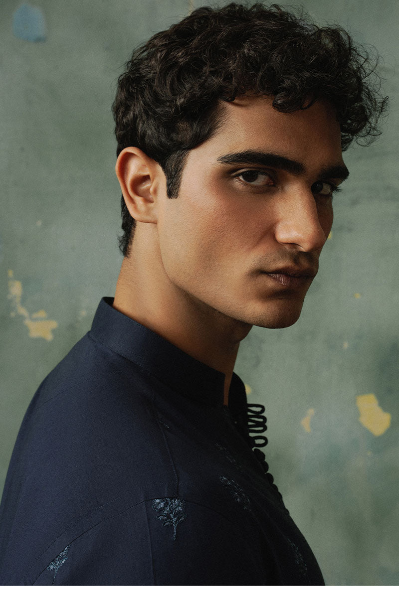 Navy Blue Embroidered Kurta Shalwar
